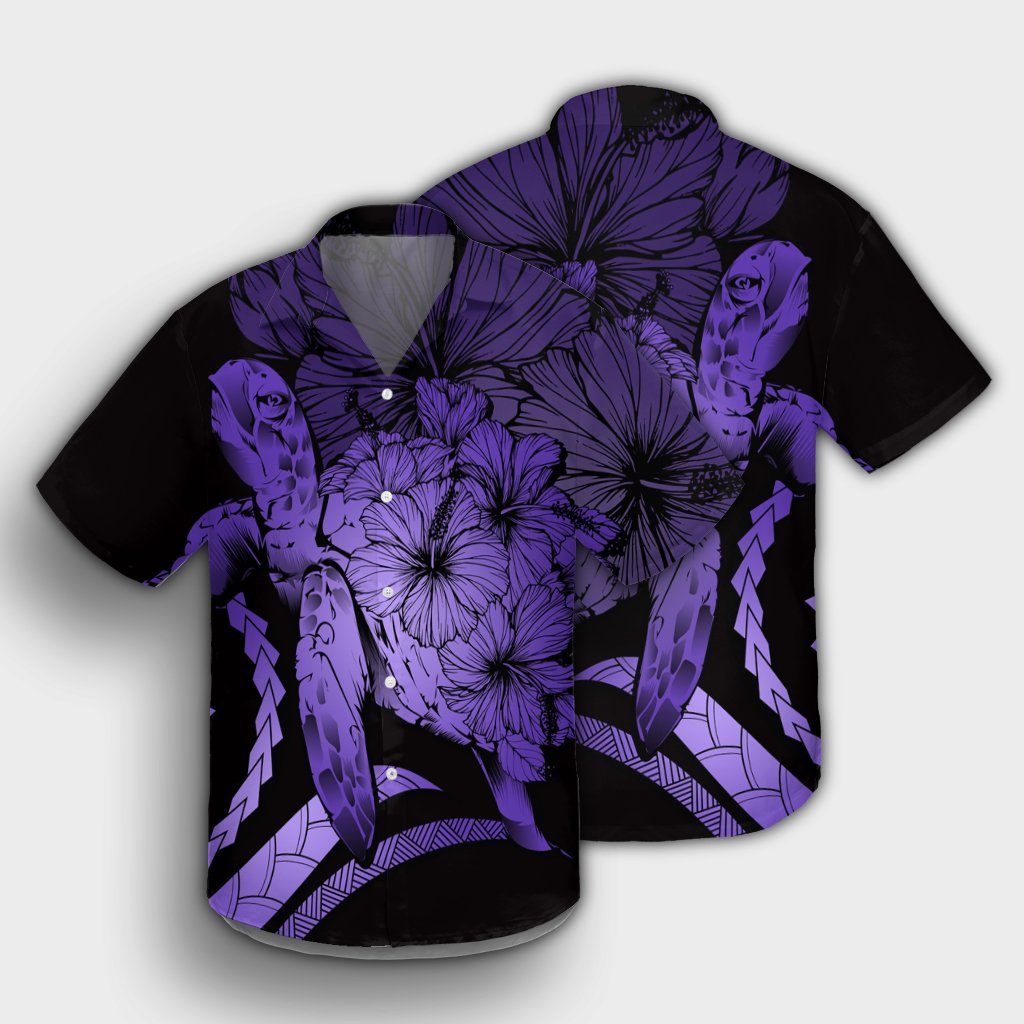 Hawaiian - Hawaii Turtle Hibiscus Polynesian Vintage Hawaiian Shirt - Purple - AH - Polynesian Pride