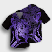 Hawaiian - Hawaii Turtle Hibiscus Polynesian Vintage Hawaiian Shirt - Purple - AH - Polynesian Pride