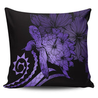 Hawaiian - Hawaii Turtle Hibiscus Polynesian Vintage Pillow Covers - Purple - AH Pillow Covers Black - Polynesian Pride