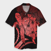 Hawaiian - Hawaii Turtle Hibiscus Polynesian Vintage Hawaiian Shirt - Red - AH Unisex Black - Polynesian Pride