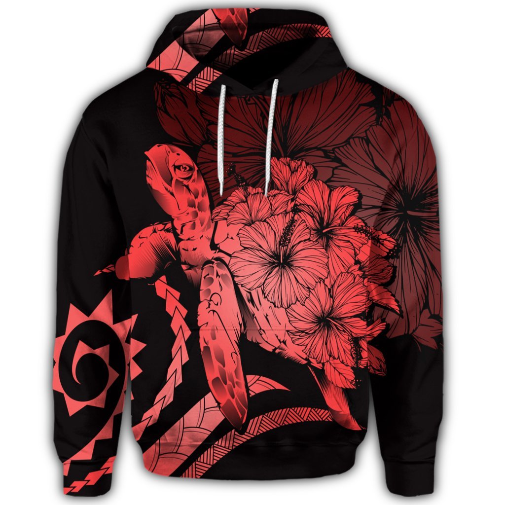 Hawaiian Hoodie Hawaiian Turtle Hibiscus Polynesian Vintage Hoodie Red - Polynesian Pride