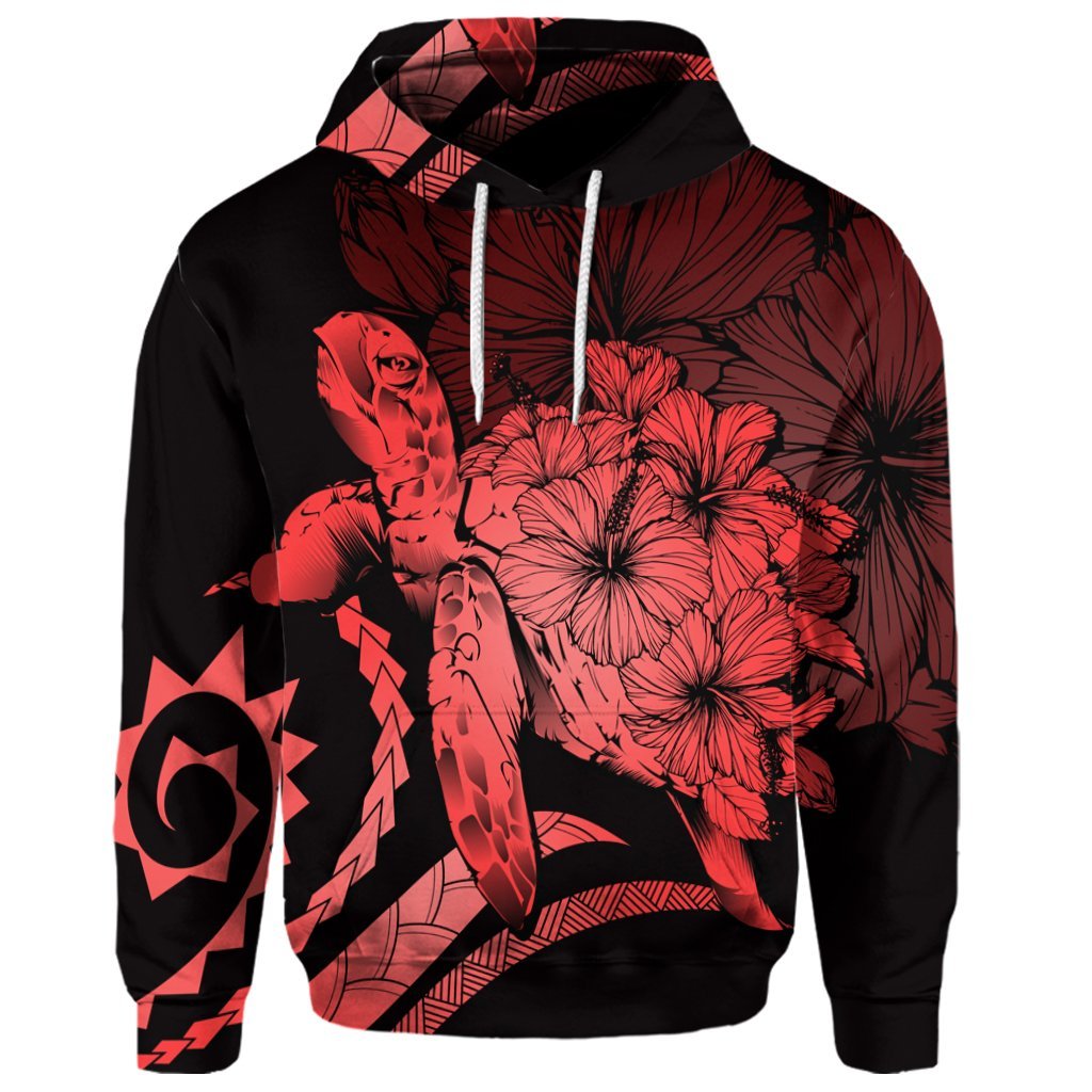 Custom Hawaiian Hawaii Turtle Hibiscus Polynesian Vintage Hoodie Red - Polynesian Pride