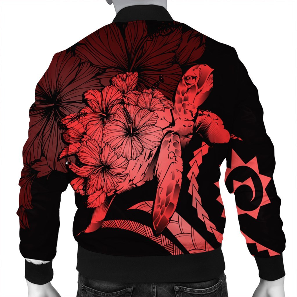 Hawaiian - Hawaii Turtle Hibiscus Polynesian Vintage Bomber Jacket - Red - AH - Polynesian Pride