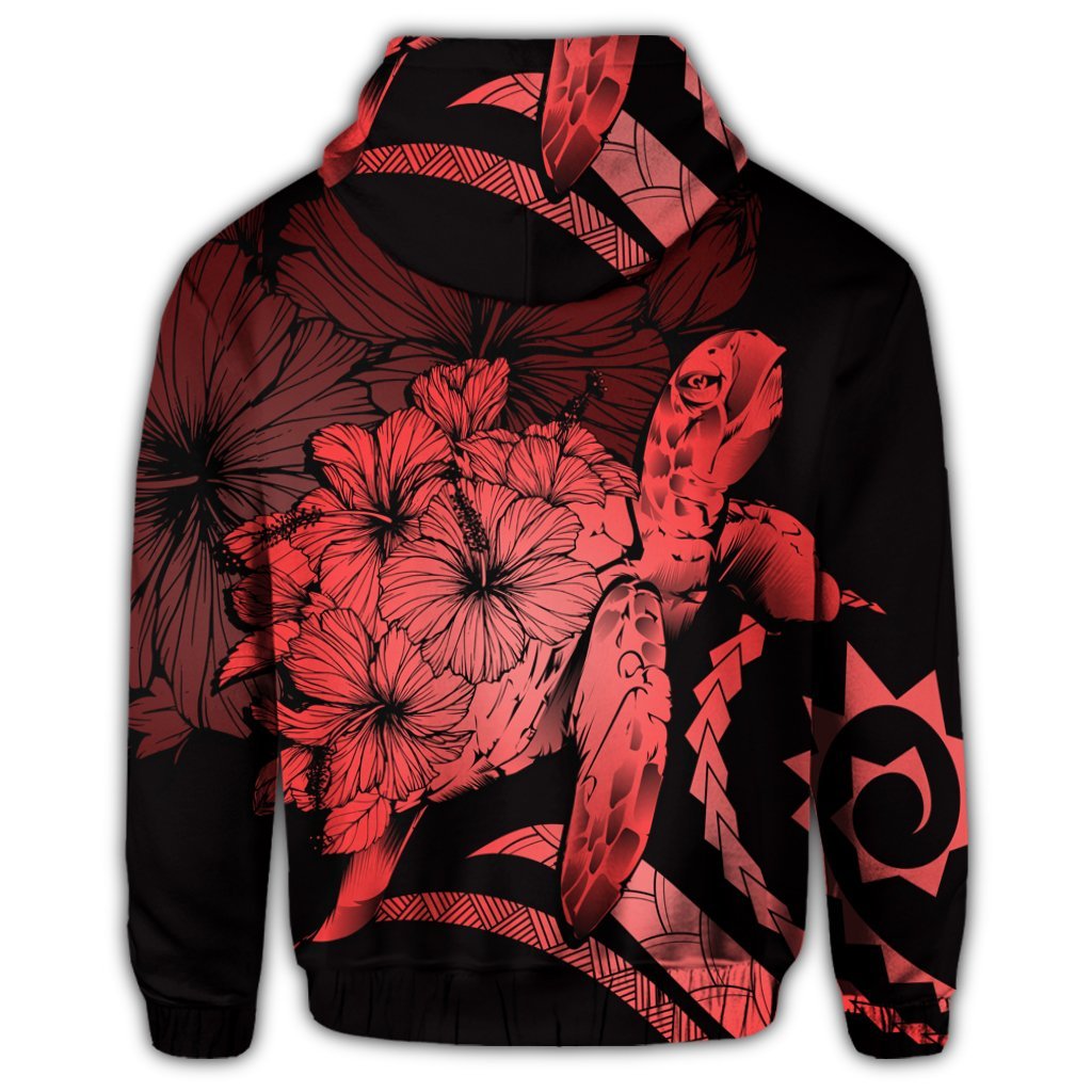 Hawaiian Hoodie Hawaiian Turtle Hibiscus Polynesian Vintage Hoodie Red - Polynesian Pride
