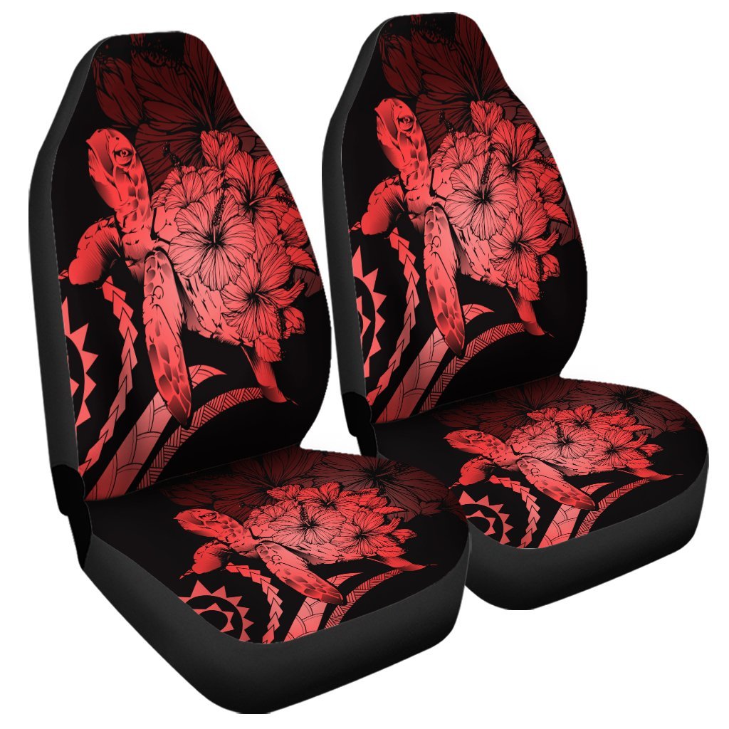 Hawaiian - Hawaii Turtle Hibiscus Polynesian Vintage Car Seat Covers - Red - AH Universal Fit Black - Polynesian Pride