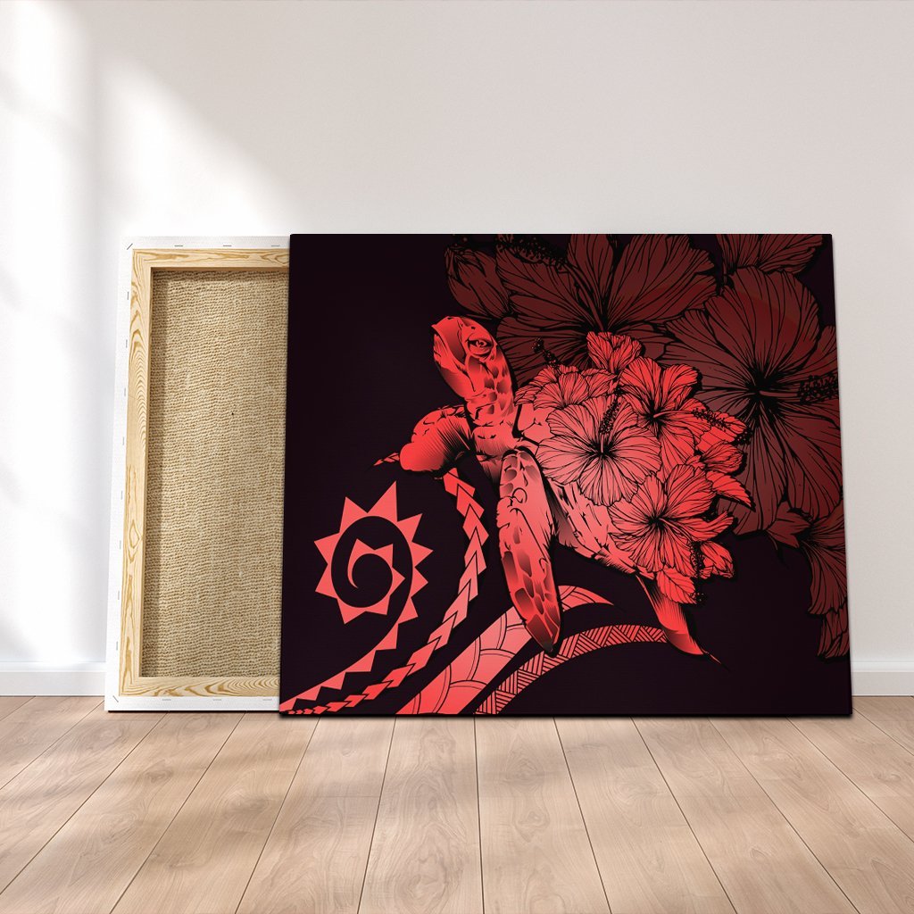Hawaiian - Hawaii Turtle Hibiscus Polynesian Vintage Canvas - Red - AH Canvas Poly-cotton - Polynesian Pride