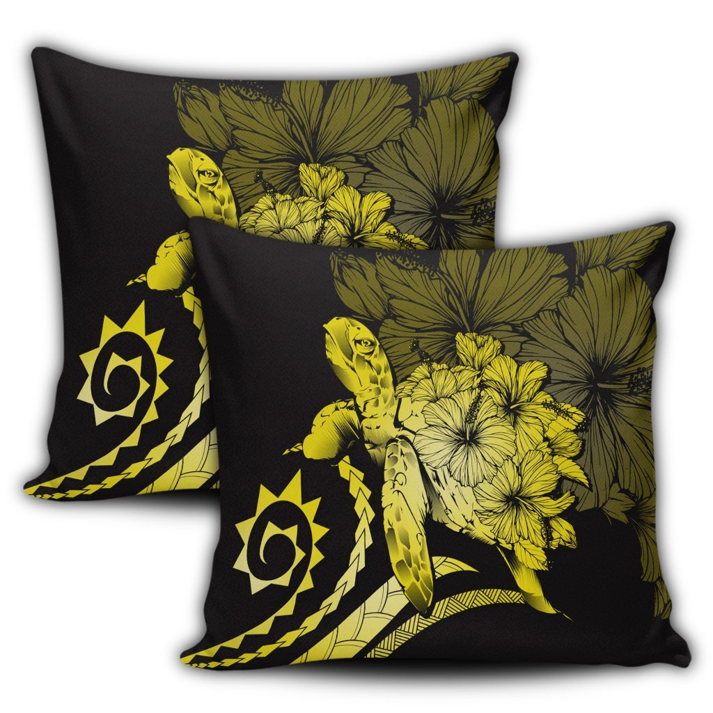 Hawaiian - Hawaii Turtle Hibiscus Polynesian Vintage Pillow Covers - Yellow - AH - Polynesian Pride