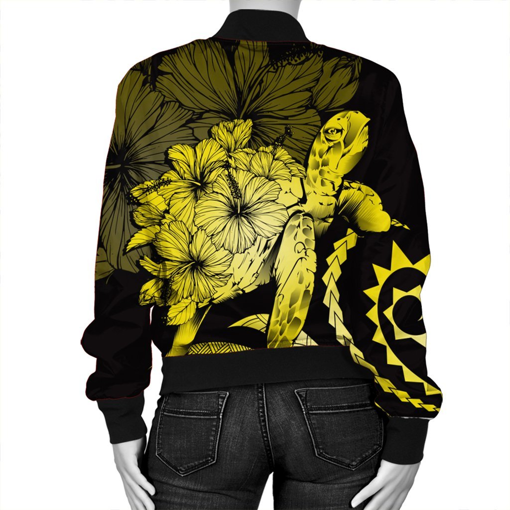 Hawaiian - Hawaii Turtle Hibiscus Polynesian Vintage Bomber Jacket - Yellow - AH - Polynesian Pride