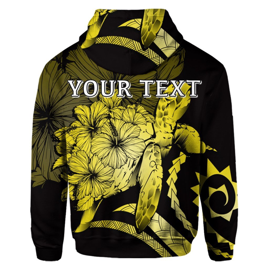 Custom Hawaiian Hawaii Turtle Hibiscus Polynesian Vintage Hoodie Yellow - Polynesian Pride