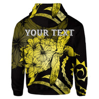 Custom Hawaiian Hawaii Turtle Hibiscus Polynesian Vintage Hoodie Yellow - Polynesian Pride