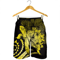 Hawaiian - Hawaii Turtle Hibiscus Polynesian Vintage Men's Shorts - Yellow - AH - Polynesian Pride