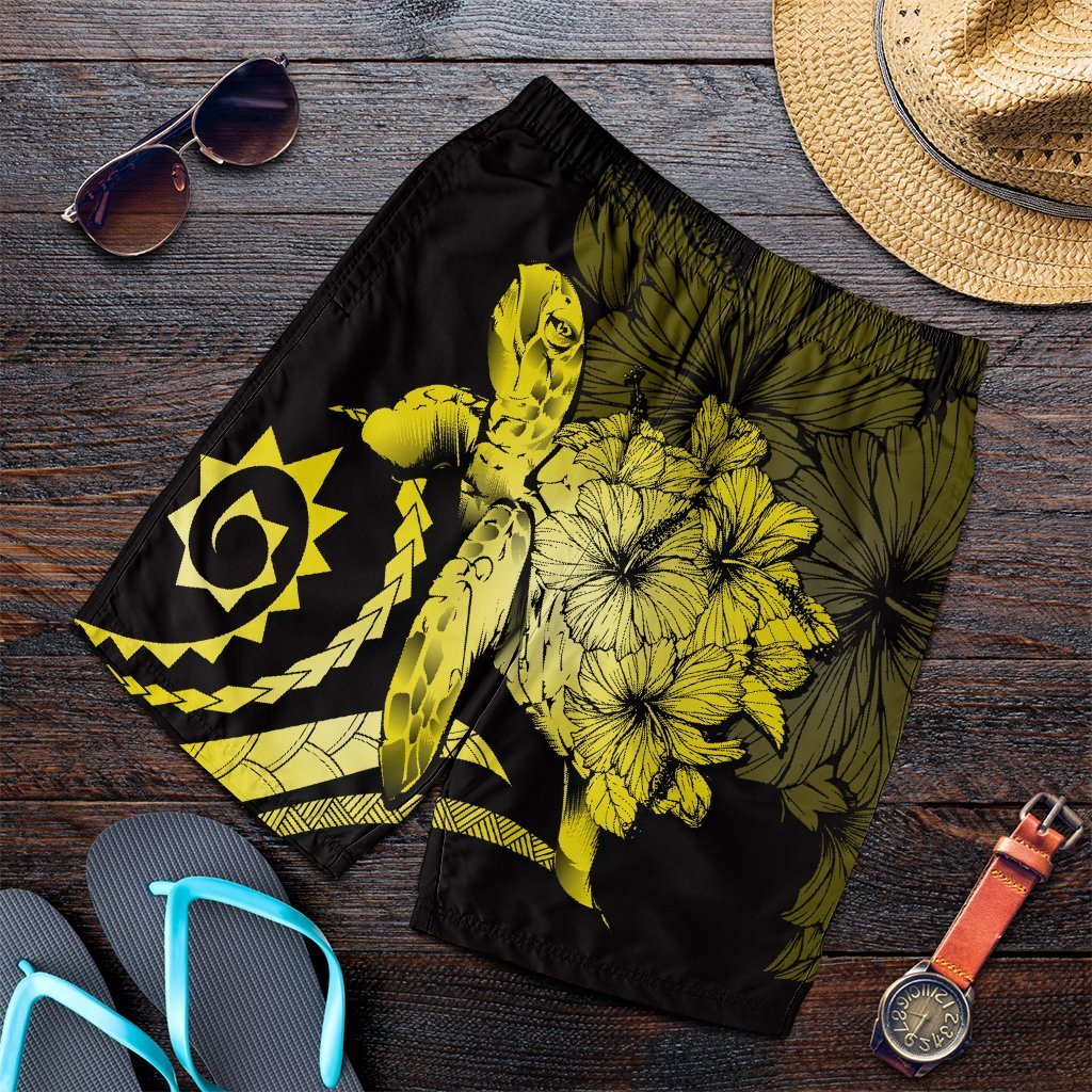 Hawaiian - Hawaii Turtle Hibiscus Polynesian Vintage Men's Shorts - Yellow - AH Art - Polynesian Pride