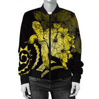 Hawaiian - Hawaii Turtle Hibiscus Polynesian Vintage Bomber Jacket - Yellow - AH - Polynesian Pride
