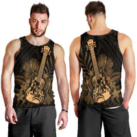 Hawaiian - Hawaii Ukulele Flower Tank Top - Gold - AH - Polynesian Pride