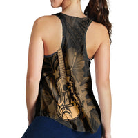 Hawaiian - Hawaii Ukulele Flower Racerback Tank - Gold - AH - Polynesian Pride