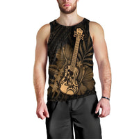 Hawaiian - Hawaii Ukulele Flower Tank Top - Gold - AH Black - Polynesian Pride