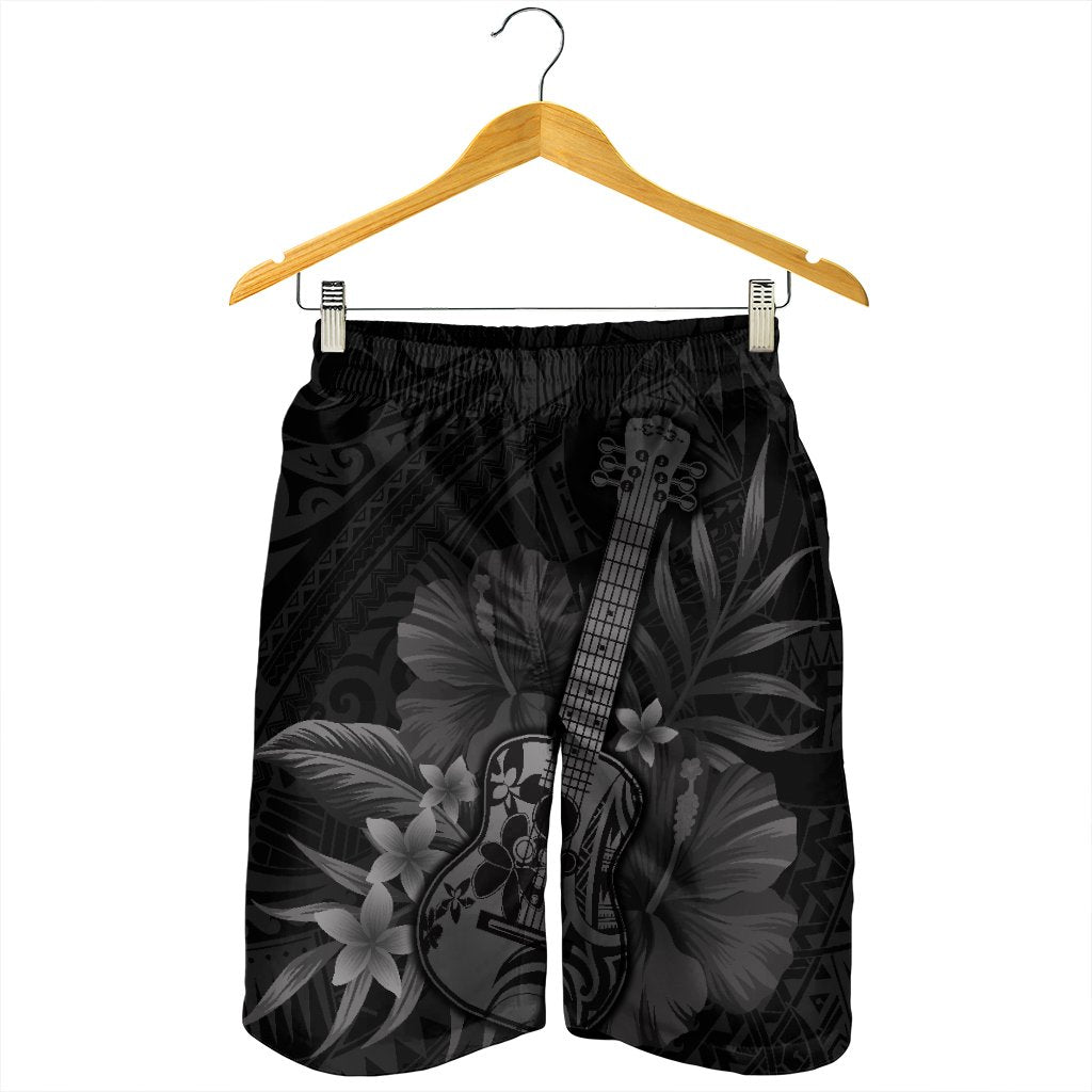 Hawaiian - Hawaii Ukulele Flower Men's Shorts - Gray - AH - Polynesian Pride