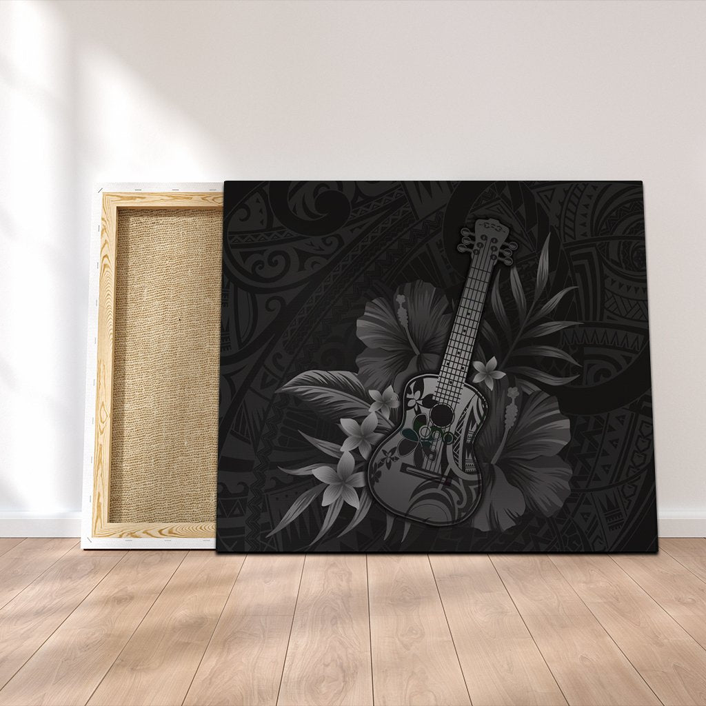 Hawaiian - Hawaii Ukulele Flower Canvas - Gray - AH Canvas Poly-cotton - Polynesian Pride