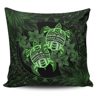 hawaiiPillow Case - Turtle Strong Pattern Hibiscus Plumeria Green AH One Style Zippered Pillow Case 18"x18"(Twin Sides) Green - Polynesian Pride