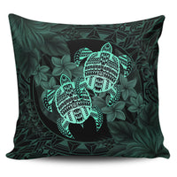 hawaiiPillow Case - Turtle Strong Pattern Hibiscus Plumeria Turquoise AH One Style Zippered Pillow Case 18"x18"(Twin Sides) Turquoise - Polynesian Pride