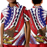 Custom American Samoa Polo Shirt Artsy Style LT9 Kid Red - Polynesian Pride