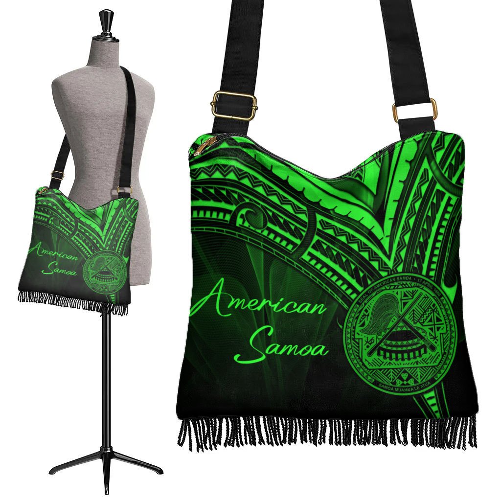 American Samoa Boho Handbag - Green Color Cross Style - Polynesian Pride