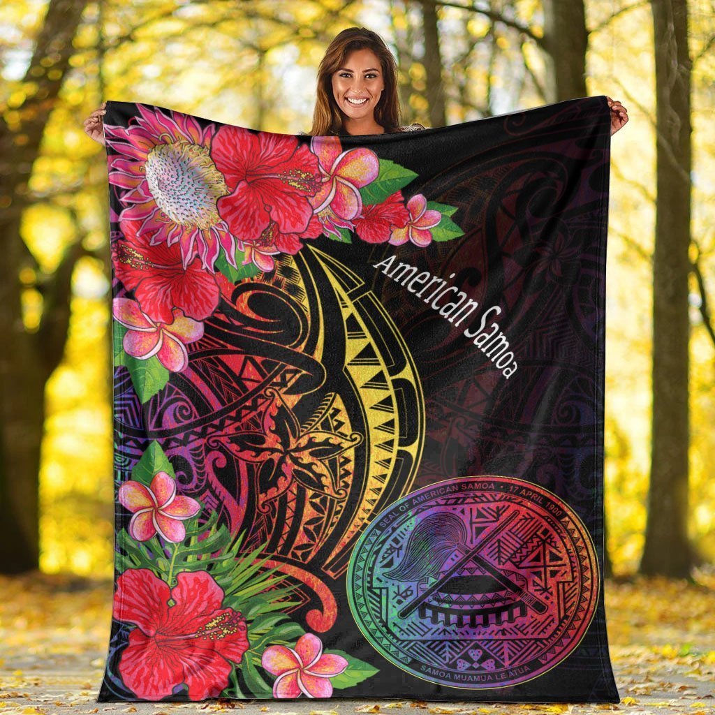 American Samoa Premium Blanket - Tropical Hippie Style - Polynesian Pride