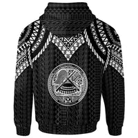 American Samoa Zip up Hoodie Polynesian Armor Style Black - Polynesian Pride