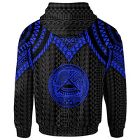 American Samoa Zip up Hoodie Polynesian Armor Style Blue - Polynesian Pride