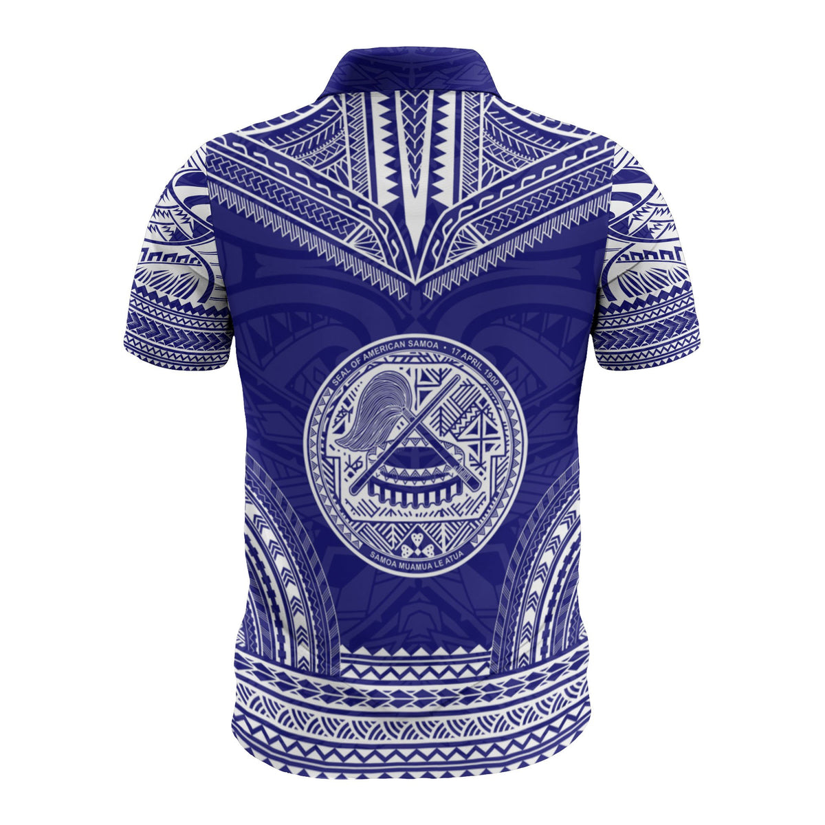 American Samoa Custom Polo Shirt Amerika Samoa Seal Polynesian Chief Tattoo Blue Version - Polynesian Pride