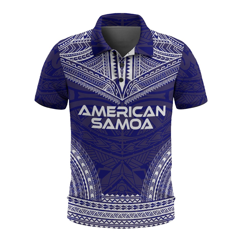 American Samoa Polo Shirt Amerika Samoa Seal Polynesian Chief Tattoo Flag Version Unisex White - Polynesian Pride
