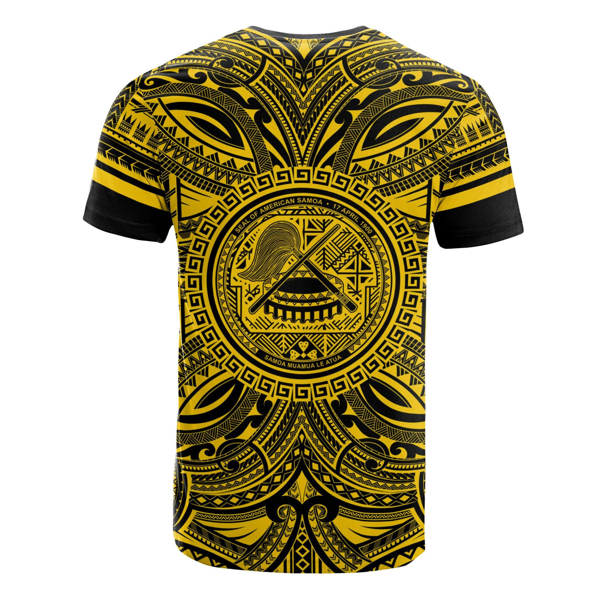 American Samoa T Shirt American Samoan Coat of Arms Polynesian Gold Black - Polynesian Pride
