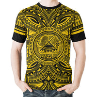 American Samoa T Shirt American Samoan Coat of Arms Polynesian Gold Black - Polynesian Pride