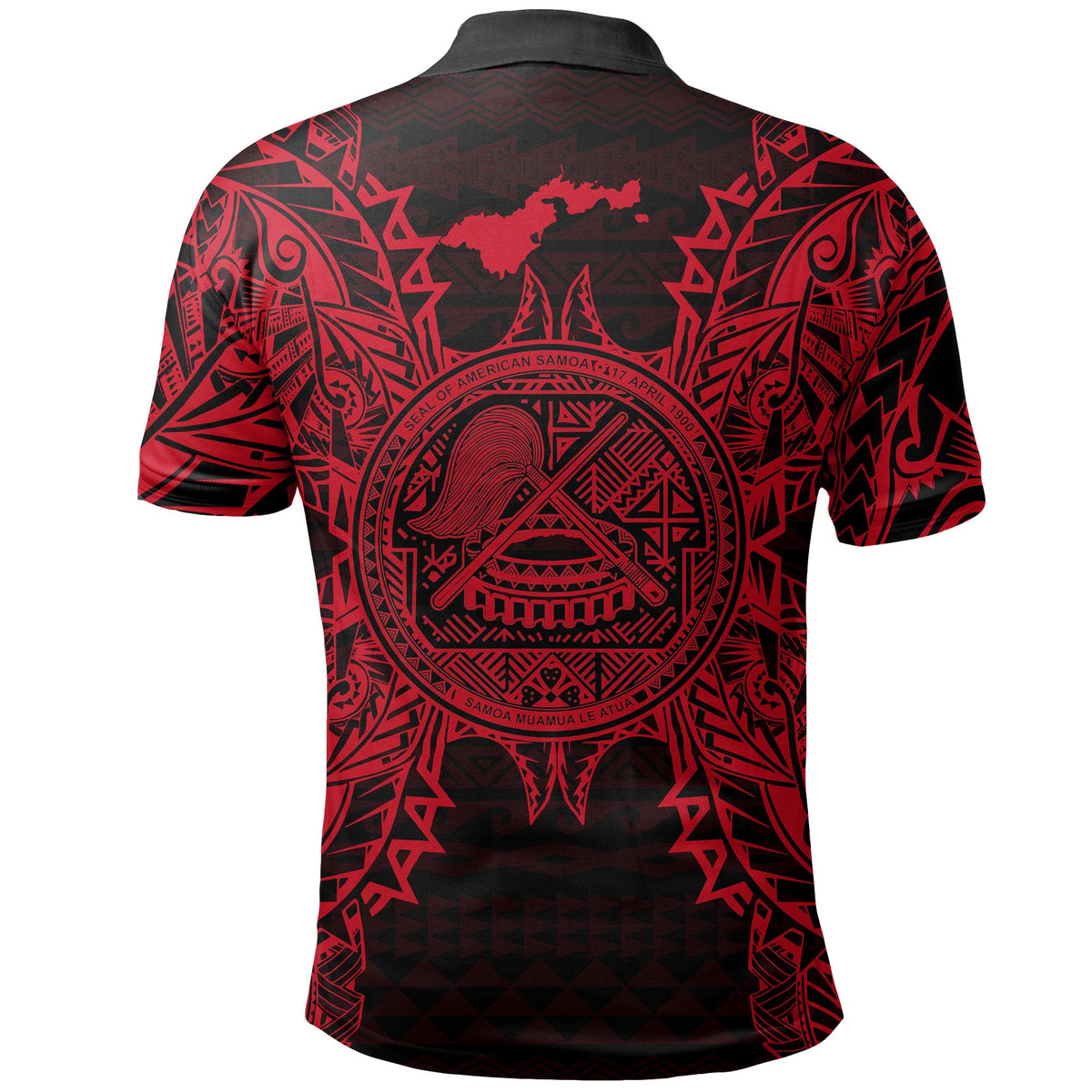American Samoa Polo Shirt Amerika Samoa Coat Of Arms Map Polynesian Tattoo Red - Polynesian Pride