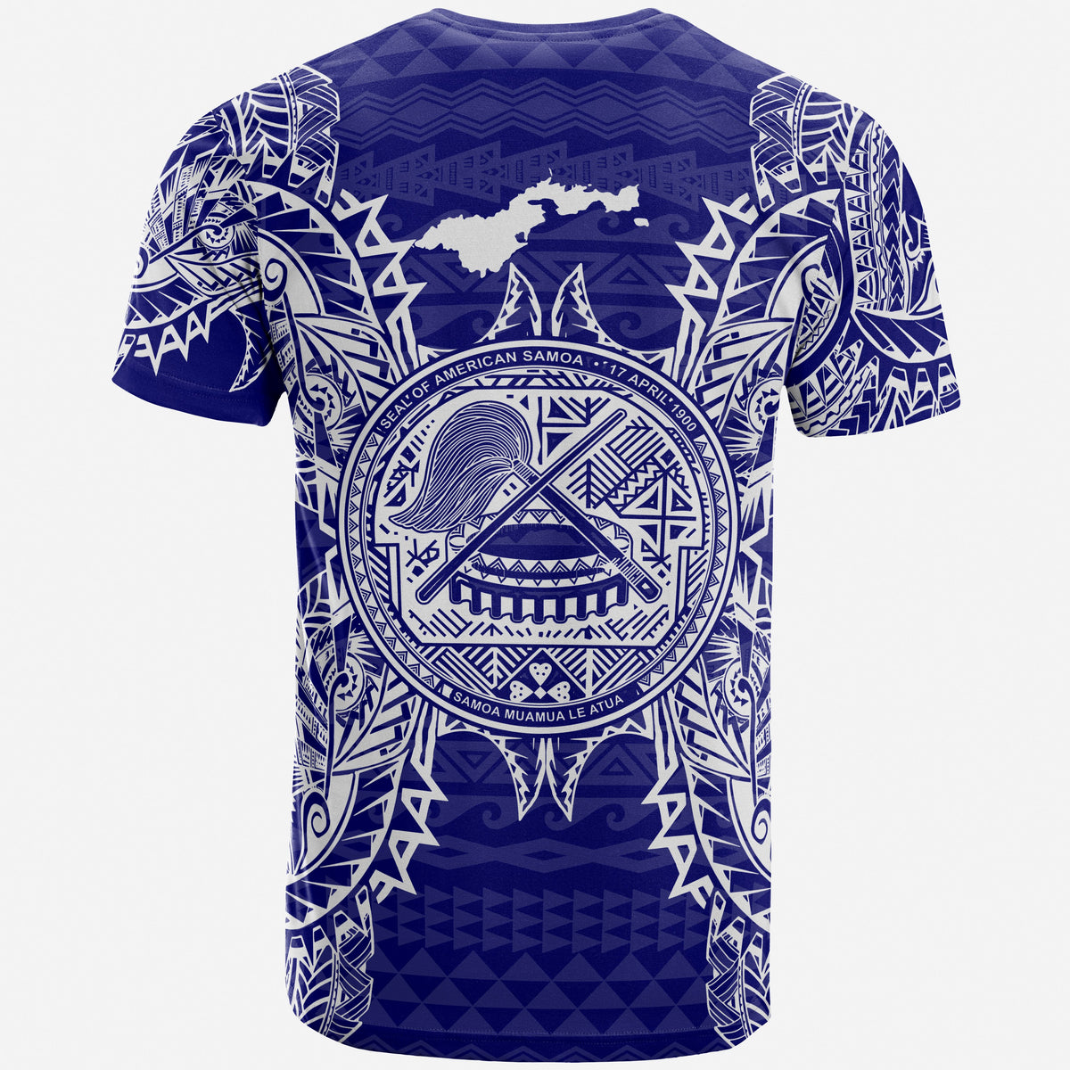 American Samoa T Shirt American Samoan Seal Map Polynesian Tattoo Blue - Polynesian Pride