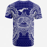 American Samoa T Shirt American Samoan Seal Map Polynesian Tattoo Blue - Polynesian Pride