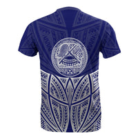 American Samoa Polynesian Custom T Shirt Blue Pride Map and Seal - Polynesian Pride