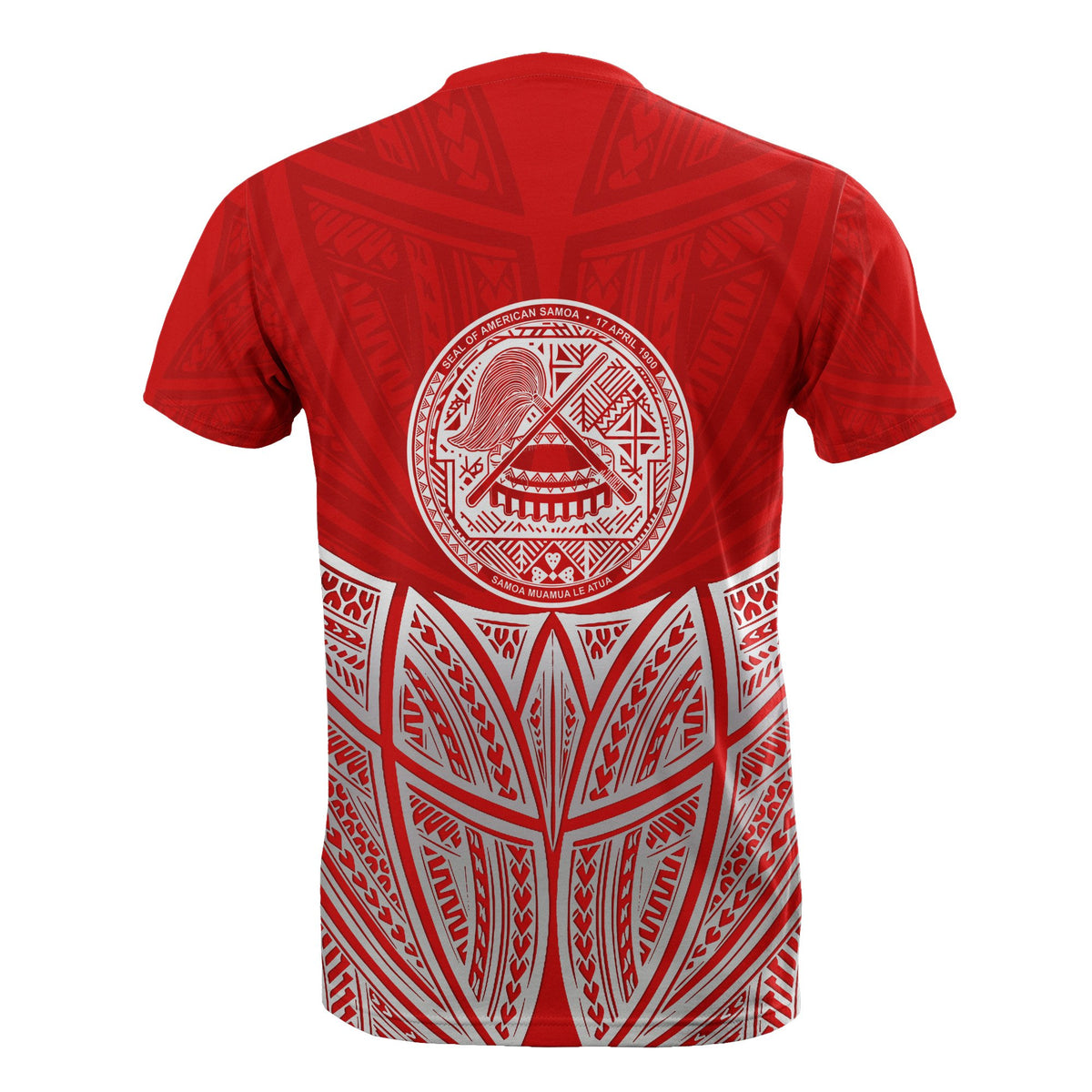 American Samoa Polynesian Custom T Shirt Red Pride Map and Seal - Polynesian Pride
