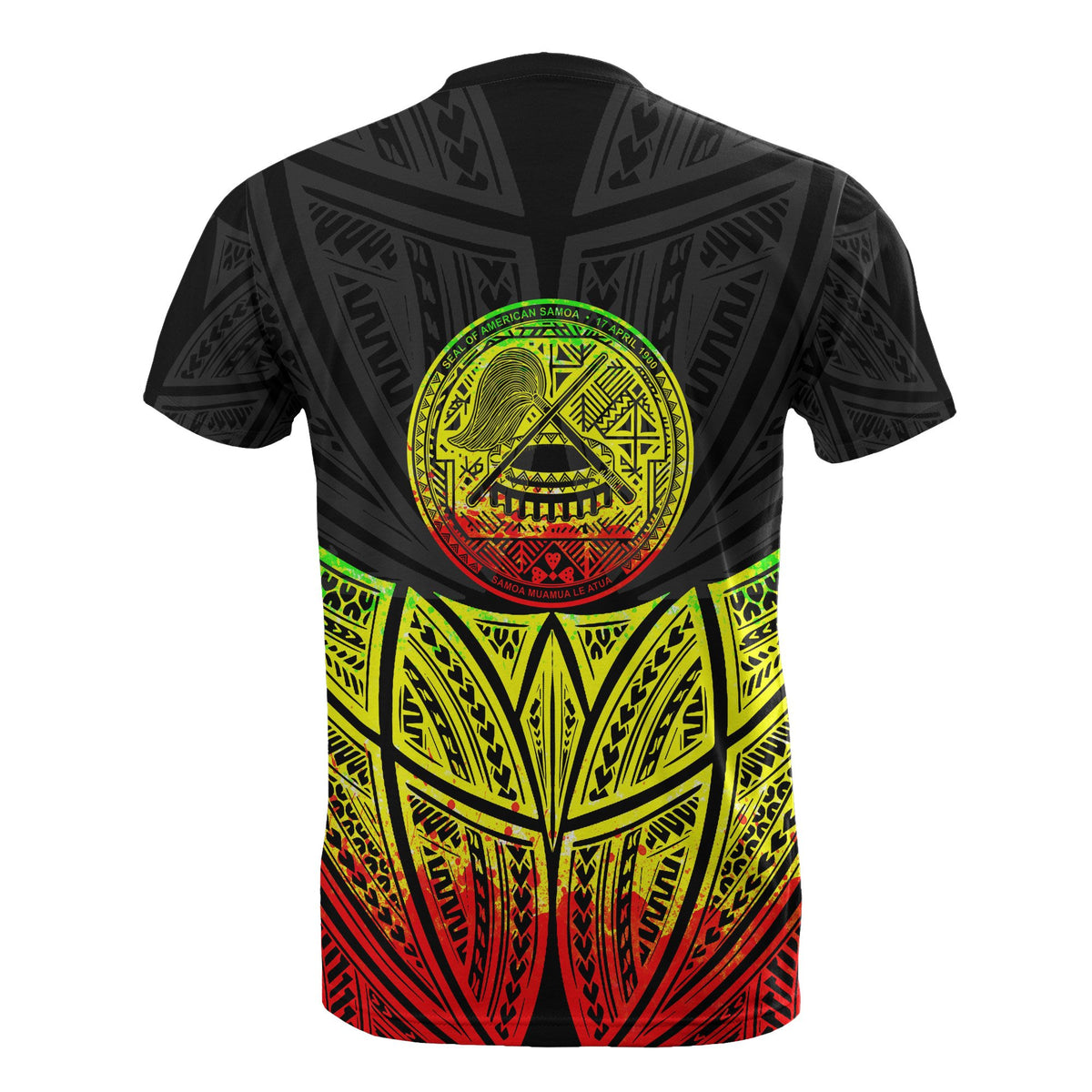 American Samoa Polynesian T Shirt Reggae Pride Map and Seal - Polynesian Pride