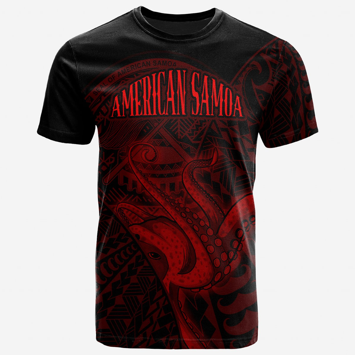 American Samoa T Shirt Octopus Style Red Color Unisex Red - Polynesian Pride