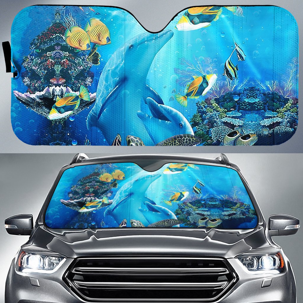 Animal Ocean Car Sun Shade AH Auto Sun Shade Universal Fit White - Polynesian Pride