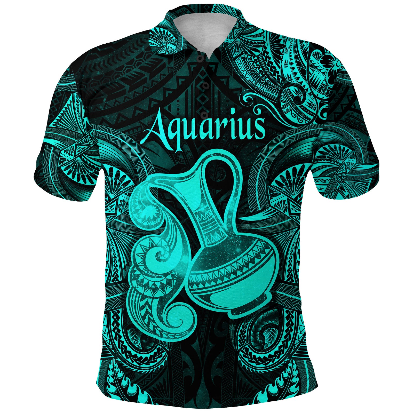 Custom Aquarius Zodiac Polynesian Polo Shirt Unique Style Turquoise LT8 - Polynesian Pride