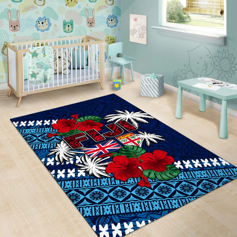 Fiji Patterns With Hibiscus Area Rug LT6 - Polynesian Pride