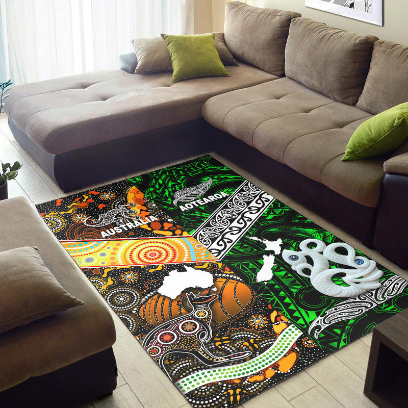 New Zealand Maori Aotearoa And Australia Aboriginal Area Rug Together - Green LT8 - Polynesian Pride
