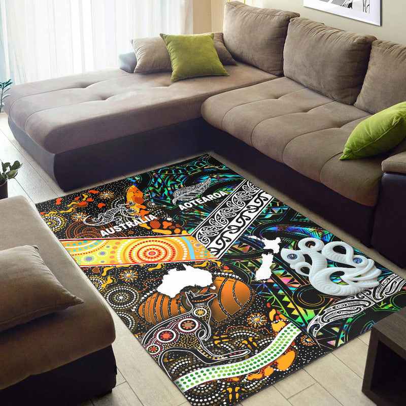 New Zealand Maori Aotearoa And Australia Aboriginal Area Rug Together - Paua Shell LT8 - Polynesian Pride
