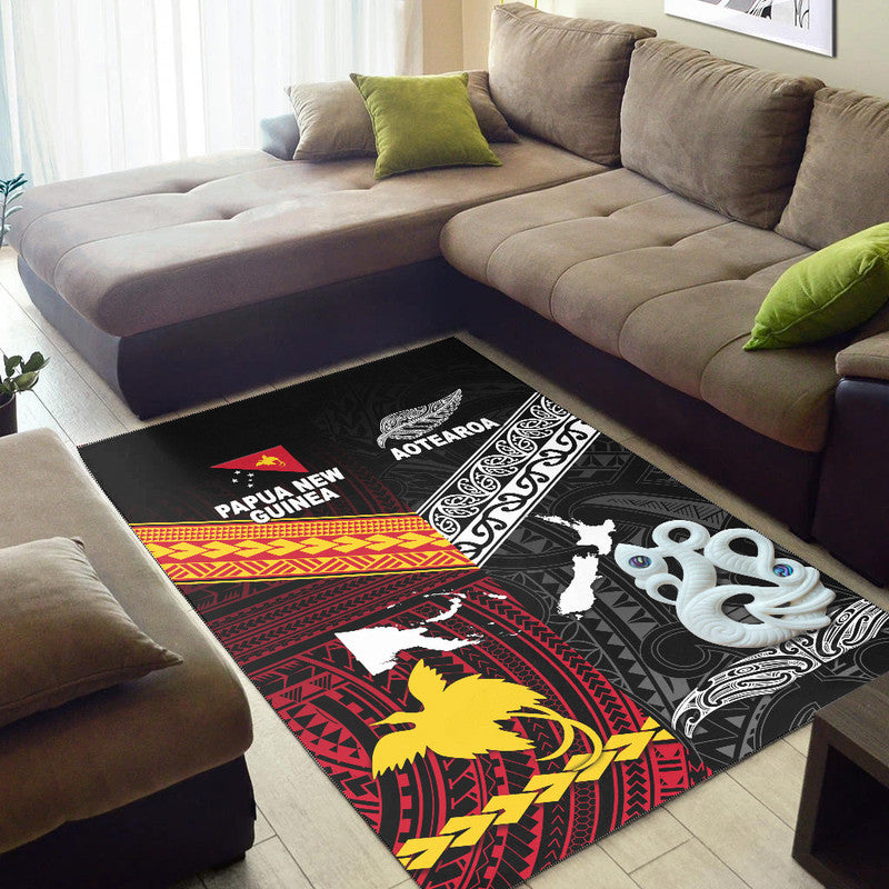 New Zealand And Papua New Guinea Area Rug Together - Black LT8 - Polynesian Pride
