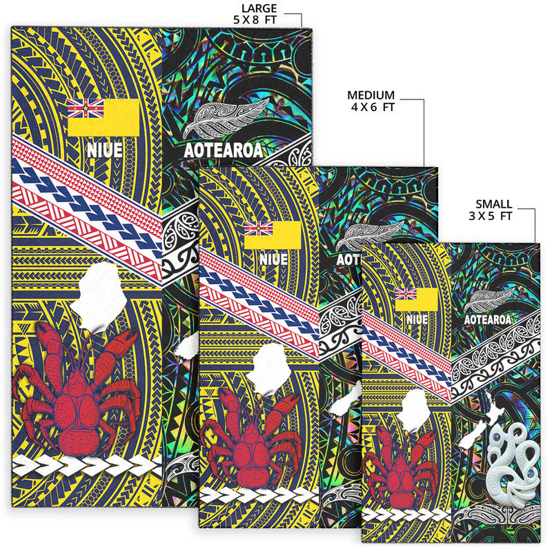New Zealand And Niue Area Rug Together - Paua Shell LT8 - Polynesian Pride