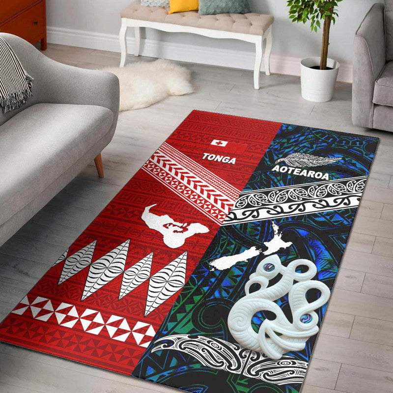 New Zealand And Tonga Area Rug Together - Blue LT8 Blue - Polynesian Pride
