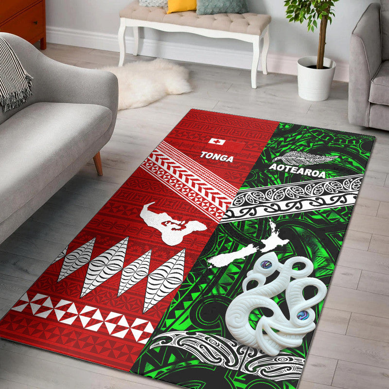 New Zealand And Tonga Area Rug Together - Green LT8 Green - Polynesian Pride