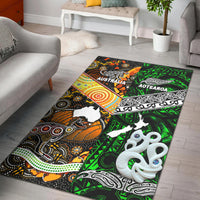 New Zealand Maori Aotearoa And Australia Aboriginal Area Rug Together - Green LT8 Green - Polynesian Pride
